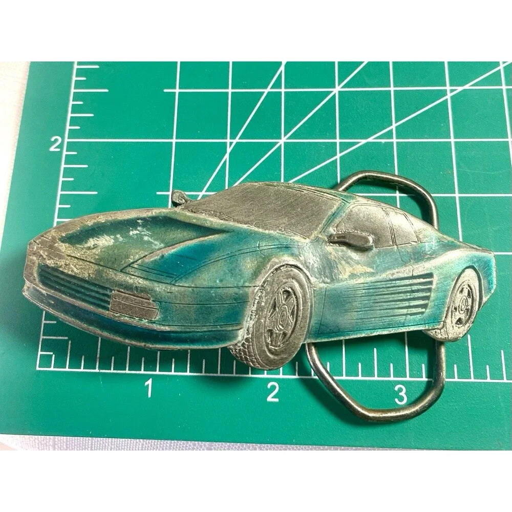 Vintage Ferrari Car Belt Buckle Testarossa 1988 3D Made in USA 3.75 inch